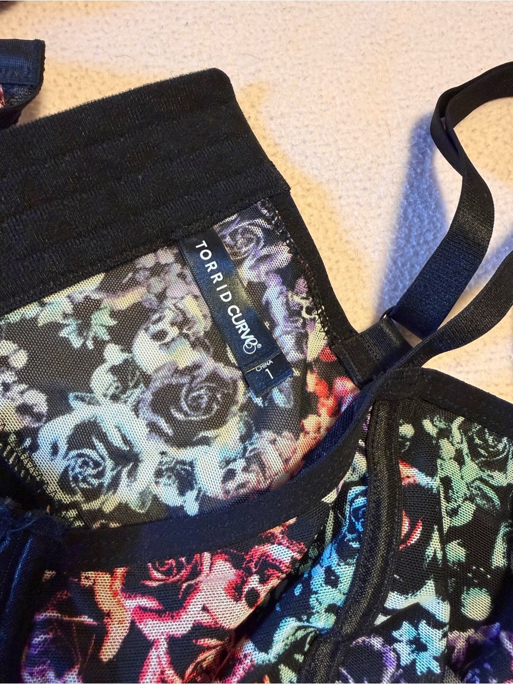Torrid Underwire Floral Skull Bralette and High Waist Brief - Picture 2 of 5